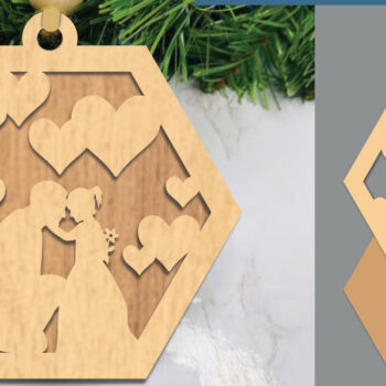 Intra απο ξύλο plywood 3mm-4mm πάχος - Στολίδι κομμένο με λέιζερ πατέρα και κόρης Δίασταση 6x6 cm INTRAFABR-105469305 - Image 1