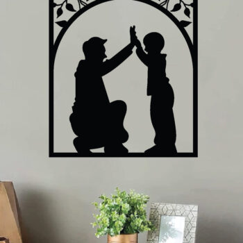 Intra απο ξύλο plywood 3mm-4mm πάχος - Πατέρα και παιδί μεταλλική τέχνη τοίχου, λέιζερ Δίασταση 40x50 cm INTRAFABR-65915709 - Image 2