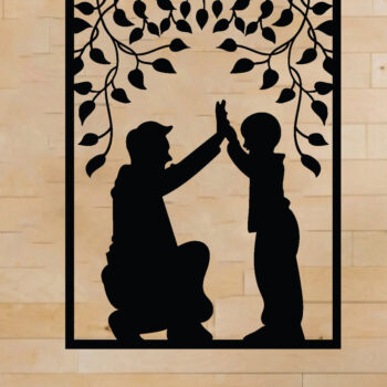 Intra απο ξύλο plywood 3mm-4mm πάχος - Πατέρα και παιδί μεταλλική τέχνη τοίχου, λέιζερ Δίασταση 40x50 cm INTRAFABR-65920054 - Image 1