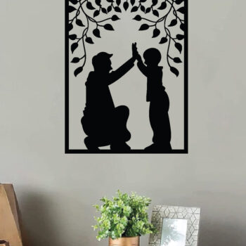 Intra απο ξύλο plywood 3mm-4mm πάχος - Πατέρα και παιδί μεταλλική τέχνη τοίχου, λέιζερ Δίασταση 40x50 cm INTRAFABR-65920054 - Image 3