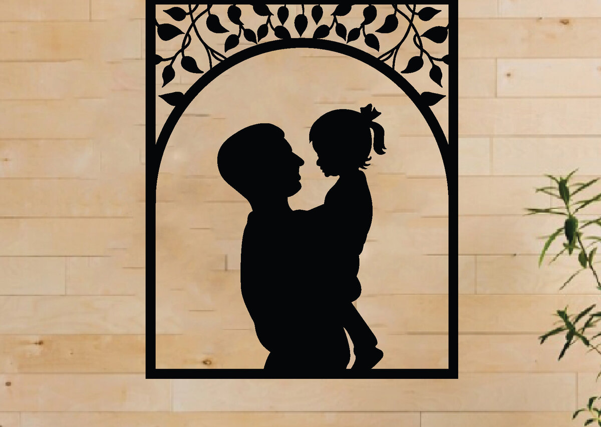 Intra απο ξύλο plywood 3mm-4mm πάχος - Πατέρα και παιδί μεταλλική τέχνη τοίχου, λέιζερ Δίασταση 40x50 cm INTRAFABR-65915532