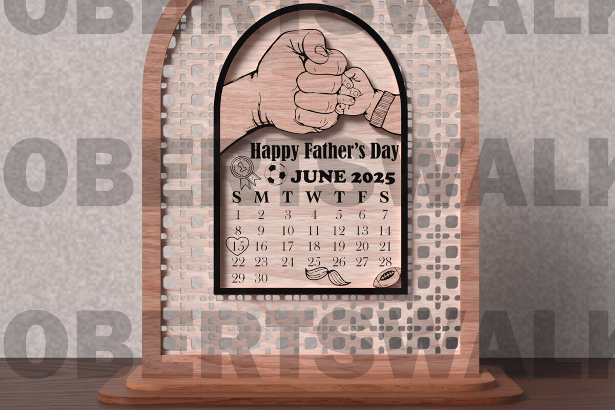 Intra απο ξύλο plywood 3mm-4mm πάχος - Σημάδι ημερολογίου για την Ημέρα του Πατέρα 2025 Δίασταση 30x20 cm INTRAFABR-121718874