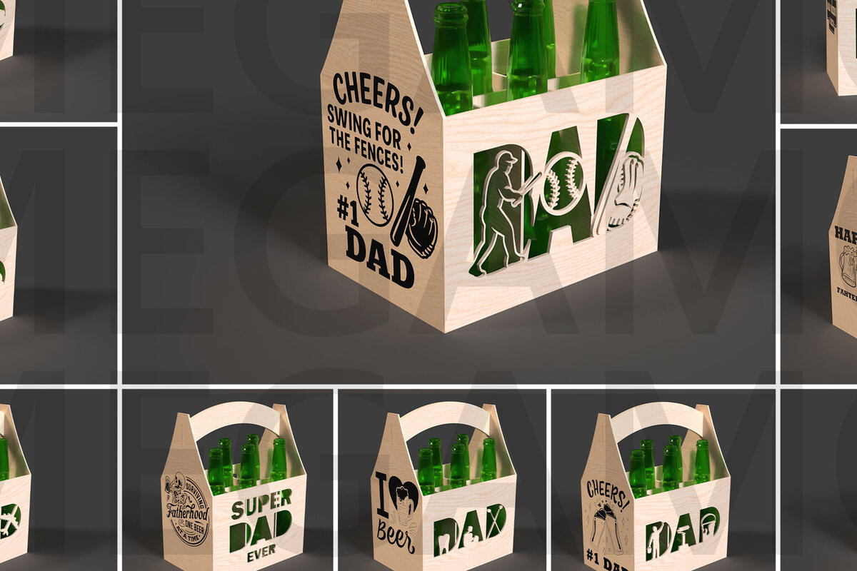 Intra απο ξύλο plywood 3mm-4mm πάχος - Πακέτο μπύρας Caddy  για την ημέρα του πατέρα Δίασταση 20x20 cm INTRAFABR-122114096