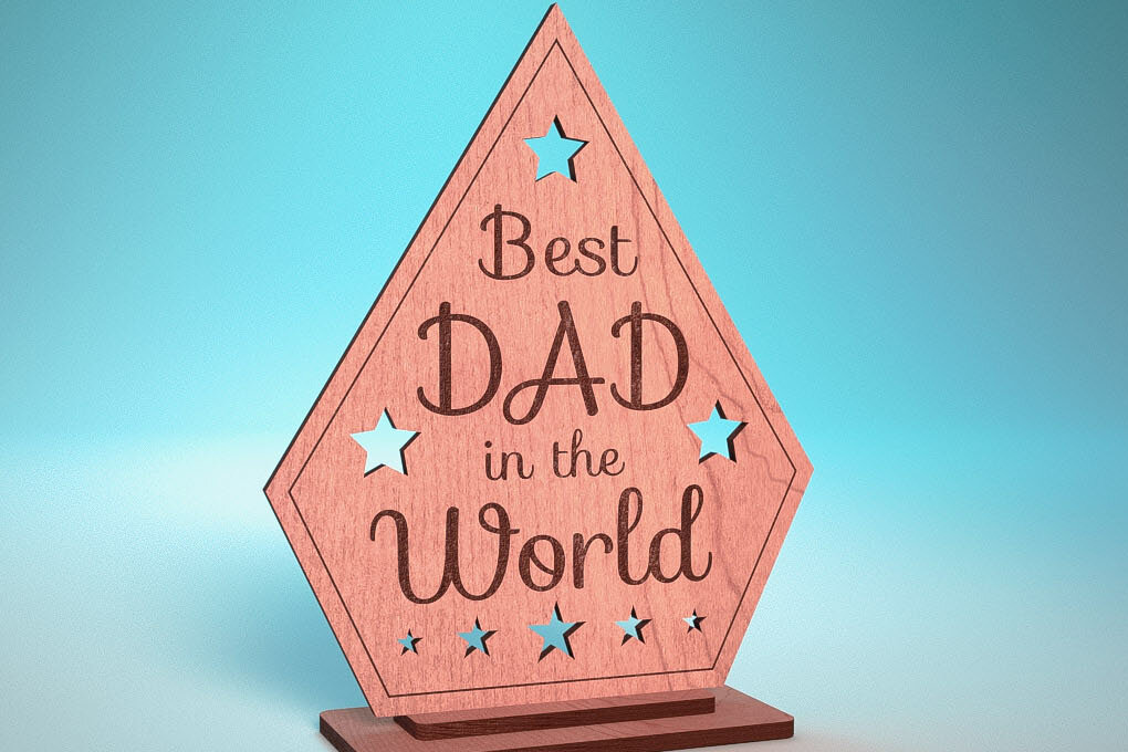 Intra απο ξύλο plywood 3mm-4mm πάχος - Κάρτα για τη γιορτή του πατέρα | Ευχετήρια κάρτα | CNC Δίασταση 10x15 cm INTRAFABR-119310029