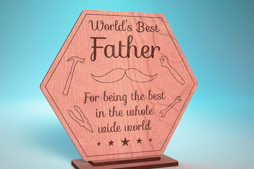 Intra απο ξύλο plywood 3mm-4mm πάχος - Κάρτα για τη γιορτή του πατέρα | Ευχετήρια κάρτα | CNC Δίασταση 10x15 cm INTRAFABR-119310030