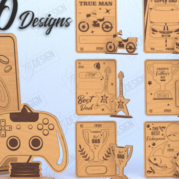 Intra απο ξύλο plywood 3mm-4mm πάχος - Πακέτο κοπής με λέιζερ για κάρτα για τη γιορτή του πατέρα | CNC Δίασταση 10x15 cm INTRAFABR-119961432 - Image 1