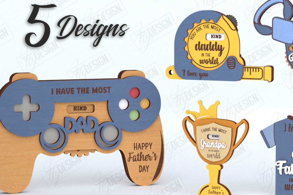 Intra απο ξύλο plywood 3mm-4mm πάχος - Πακέτο κοπής με λέιζερ καρτών για τη γιορτή του πατέρα |CNC Δίασταση 10x15 cm INTRAFABR-119662758