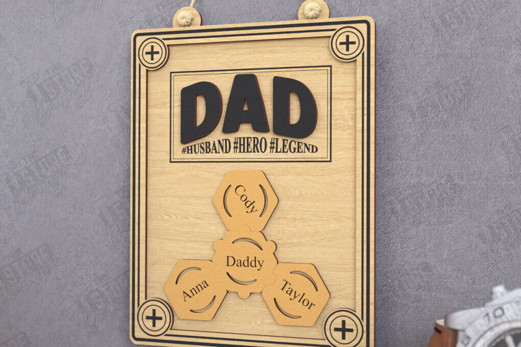 Intra απο ξύλο plywood 3mm-4mm πάχος - Ημέρα του πατέρα Οικογενειακά σημάδια κοπής με λέιζερ |CNC Δίασταση 30x20 cm INTRAFABR-119887090