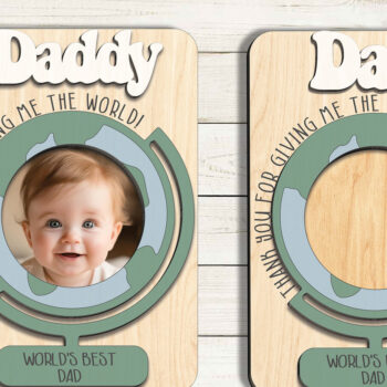 Intra απο ξύλο plywood 3mm-4mm πάχος - Κορνίζα φωτογραφιών με μαγνήτη ψυγείου για τη γιορτή του πατέρα Δίασταση 20x25 cm INTRAFABR-95569183 - Image 2