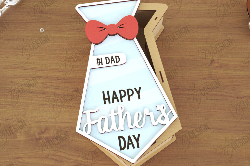 Intra απο ξύλο plywood 3mm-4mm πάχος - Κουτί δώρου για τη γιορτή του πατέρα | Κουτί σε σχήμα γραβάτας Δίασταση 15x15 cm INTRAFABR-119714576