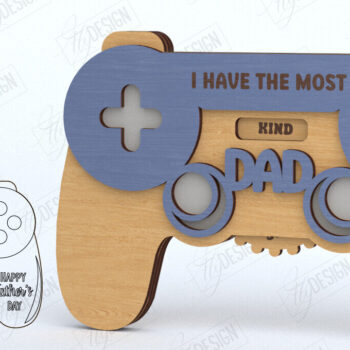 Intra απο ξύλο plywood 3mm-4mm πάχος - Ευχετήρια κάρτα για την Ημέρα του Πατέρα | Gamer | CNC Δίασταση 10x15 cm INTRAFABR-119662599 - Image 1