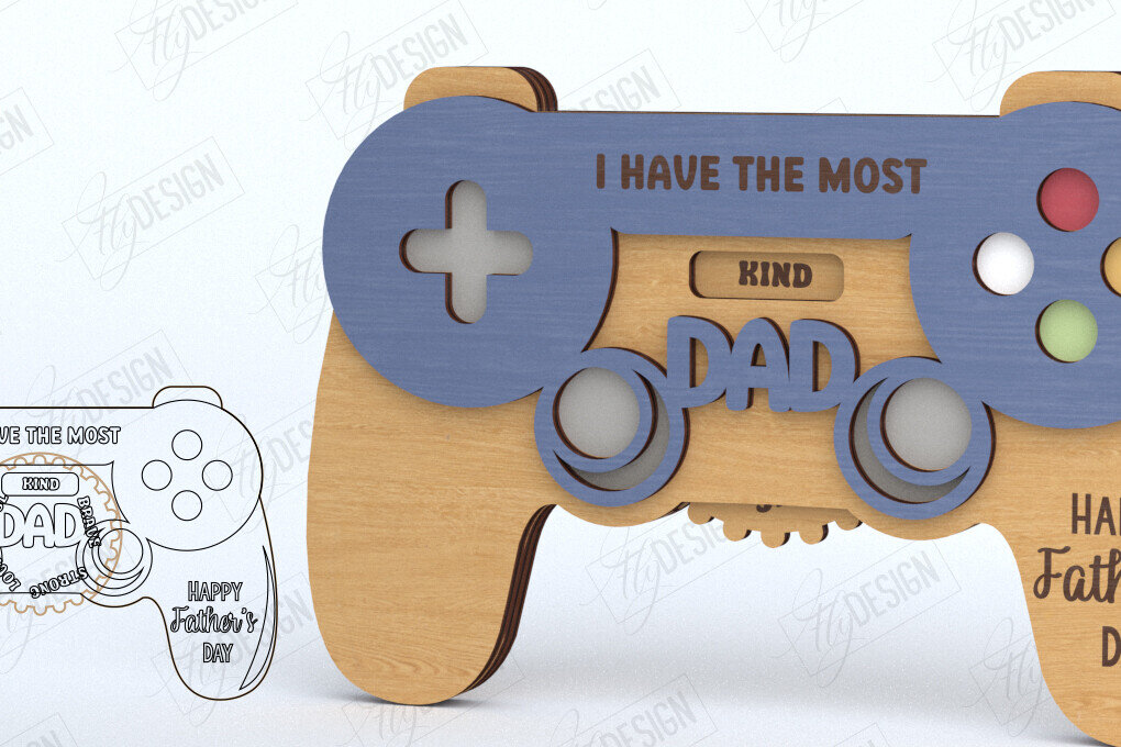 Intra απο ξύλο plywood 3mm-4mm πάχος - Ευχετήρια κάρτα για την Ημέρα του Πατέρα | Gamer | CNC Δίασταση 10x15 cm INTRAFABR-119662599