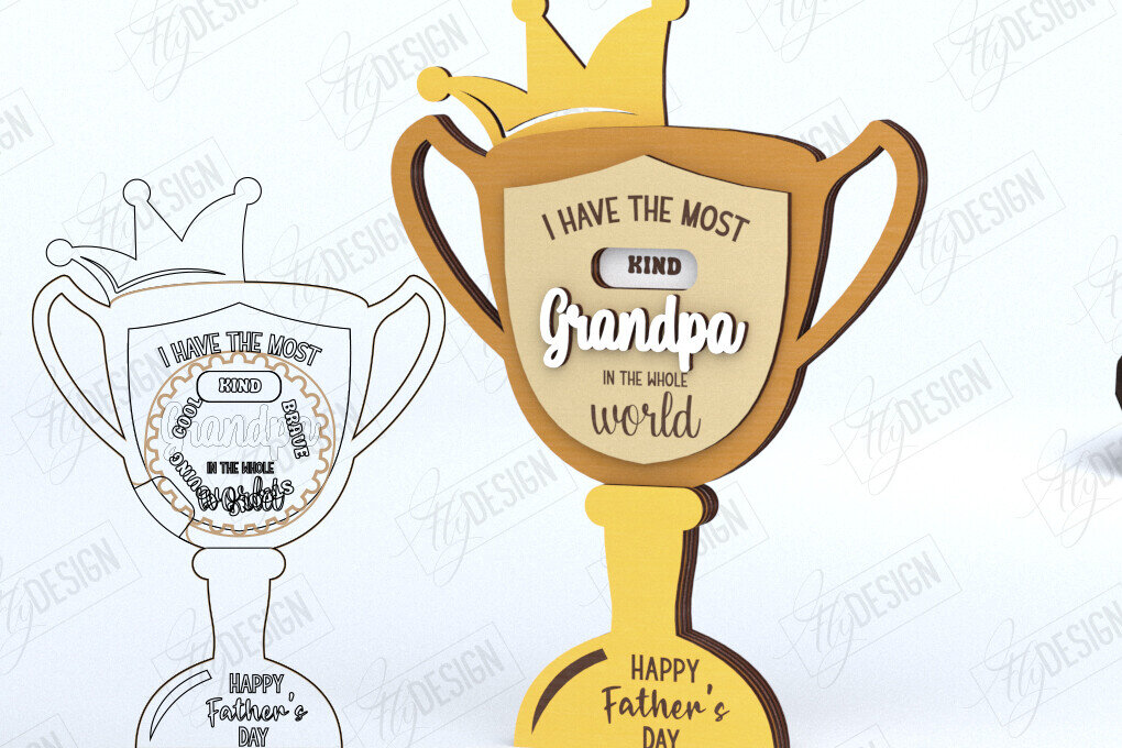 Intra απο ξύλο plywood 3mm-4mm πάχος - Ευχετήρια κάρτα για την Ημέρα του Πατέρα | Βραβείο παππού Δίασταση 10x15 cm INTRAFABR-119662724