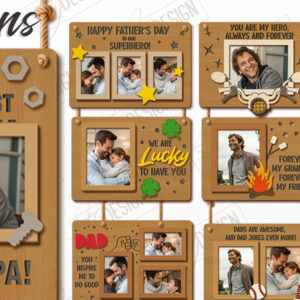 Intra απο ξύλο plywood 3mm-4mm πάχος - Πακέτο κρεμαστών κορνίζων για τη γιορτή του πατέρα | CNC Δίασταση 20x25 cm INTRAFABR-119252005