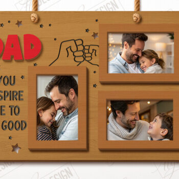 Intra απο ξύλο plywood 3mm-4mm πάχος - Πακέτο κρεμαστών κορνίζων για τη γιορτή του πατέρα | CNC Δίασταση 20x25 cm INTRAFABR-119252005 - Image 6