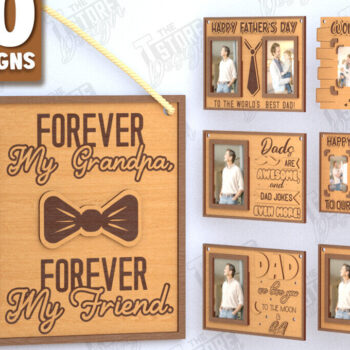 Intra απο ξύλο plywood 3mm-4mm πάχος - Πακέτο κρεμαστών κορνίζων για τη γιορτή του πατέρα | CNC Δίασταση 20x25 cm INTRAFABR-119120192 - Image 1