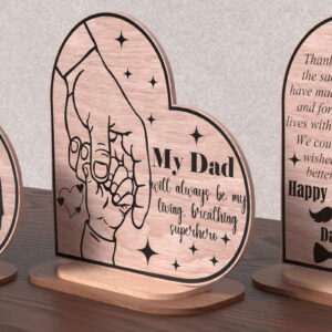 Intra απο ξύλο plywood 3mm-4mm πάχος - Πλακέτα καρδιάς για την Ημέρα του Πατέρα  – Super DaD Δίασταση 20x20 cm INTRAFABR-121573071
