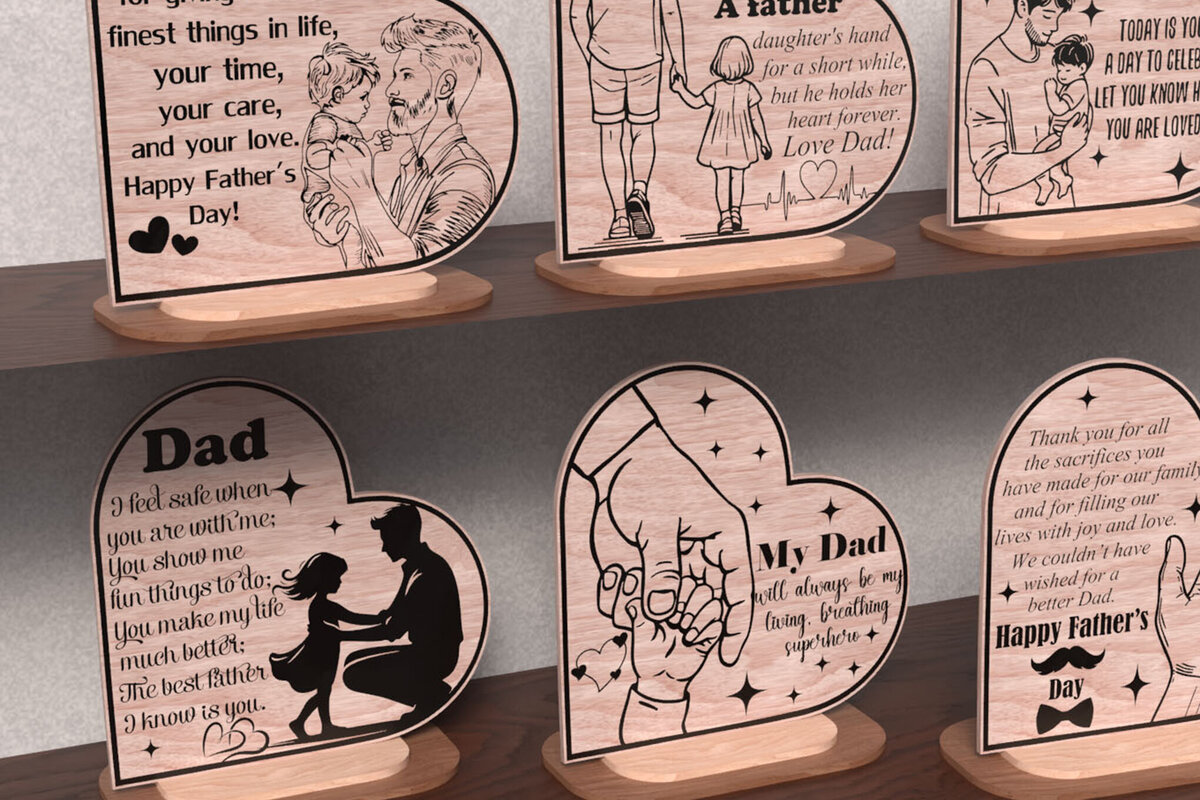 Intra απο ξύλο plywood 3mm-4mm πάχος - Πακέτο  για την Ημέρα του Πατέρα Δίασταση 20x20 cm INTRAFABR-121573110