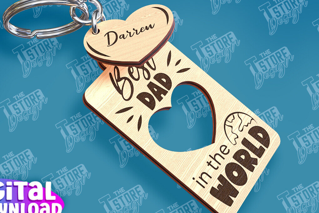 Intra απο ξύλο plywood 3mm-4mm πάχος - Σχέδιο κοπής με λέιζερ μπρελόκ για την ημέρα του πατέρα Δίασταση 4x4 cm INTRAFABR-95585308