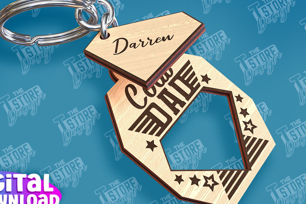 Intra απο ξύλο plywood 3mm-4mm πάχος - Σχέδιο κοπής με λέιζερ μπρελόκ για την ημέρα του πατέρα Δίασταση 4x4 cm INTRAFABR-95585317