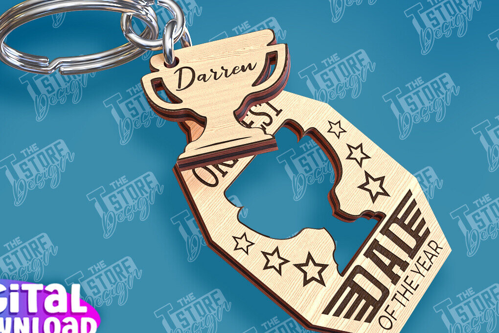 Intra απο ξύλο plywood 3mm-4mm πάχος - Σχέδιο κοπής με λέιζερ μπρελόκ για την ημέρα του πατέρα Δίασταση 4x4 cm INTRAFABR-95585320