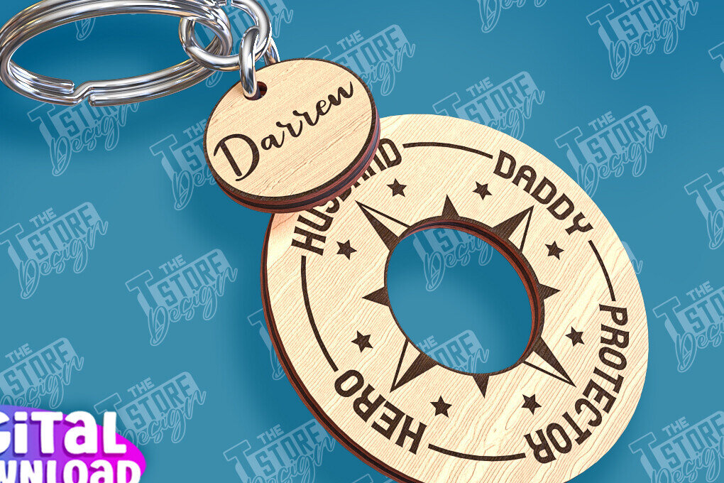 Intra απο ξύλο plywood 3mm-4mm πάχος - Σχέδιο κοπής με λέιζερ μπρελόκ για την ημέρα του πατέρα Δίασταση 4x4 cm INTRAFABR-95585349