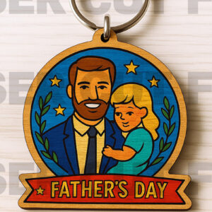 Intra απο ξύλο plywood 3mm-4mm πάχος -  κοπής λέιζερ με μπρελόκ για την ημέρα του πατέρα Δίασταση 4x4 cm INTRAFABR-122244825