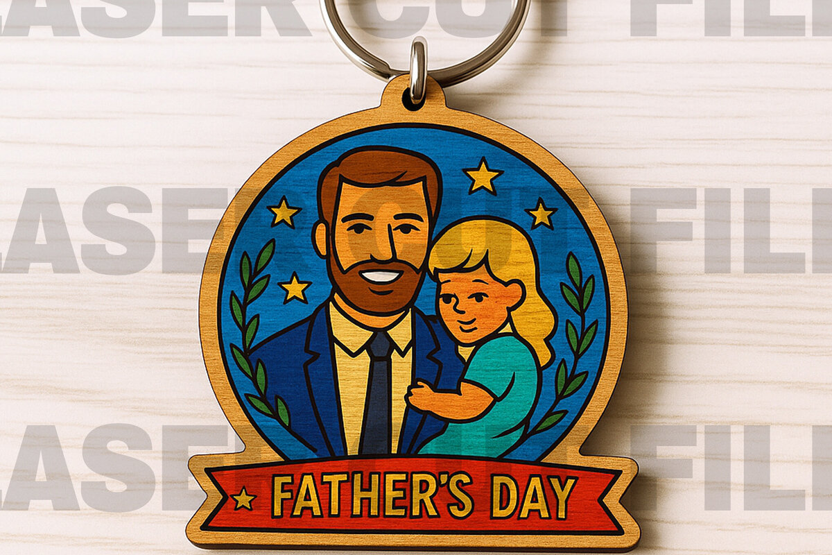 Intra απο ξύλο plywood 3mm-4mm πάχος -  κοπής λέιζερ με μπρελόκ για την ημέρα του πατέρα Δίασταση 4x4 cm INTRAFABR-122244825