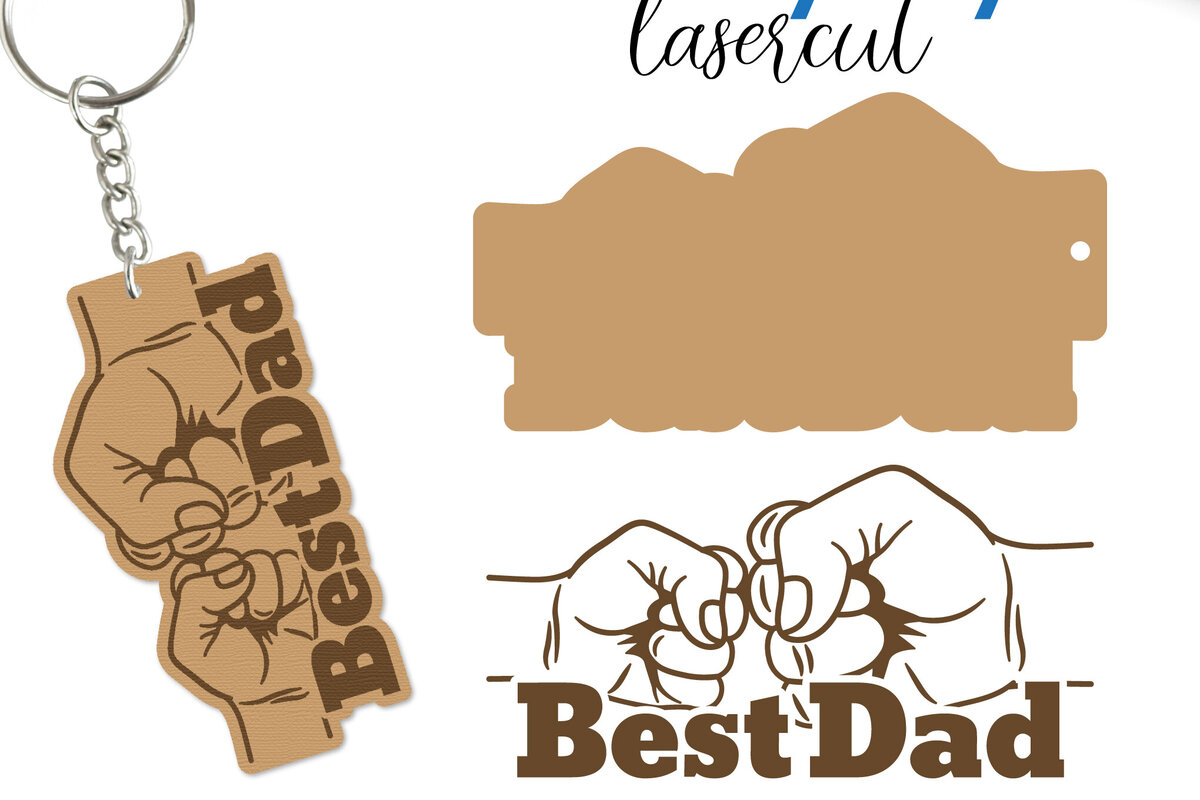 Intra απο ξύλο plywood 3mm-4mm πάχος - Μπρελόκ με λέιζερ για την ημέρα του πατέρα Δίασταση 4x4 cm INTRAFABR-123521914