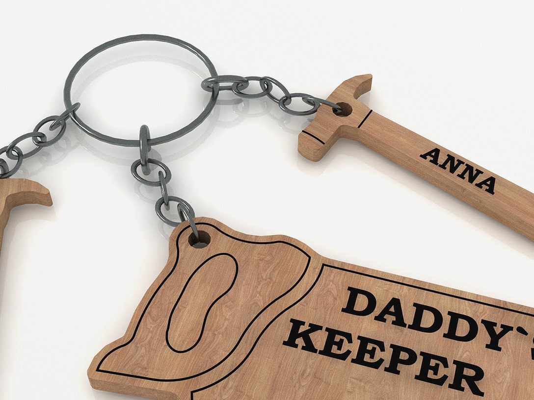 Intra απο ξύλο plywood 3mm-4mm πάχος - Μπρελόκ για την Ημέρα του Πατέρα SAW HAMMER Lasercut Δίασταση 4x4 cm INTRAFABR-38597115