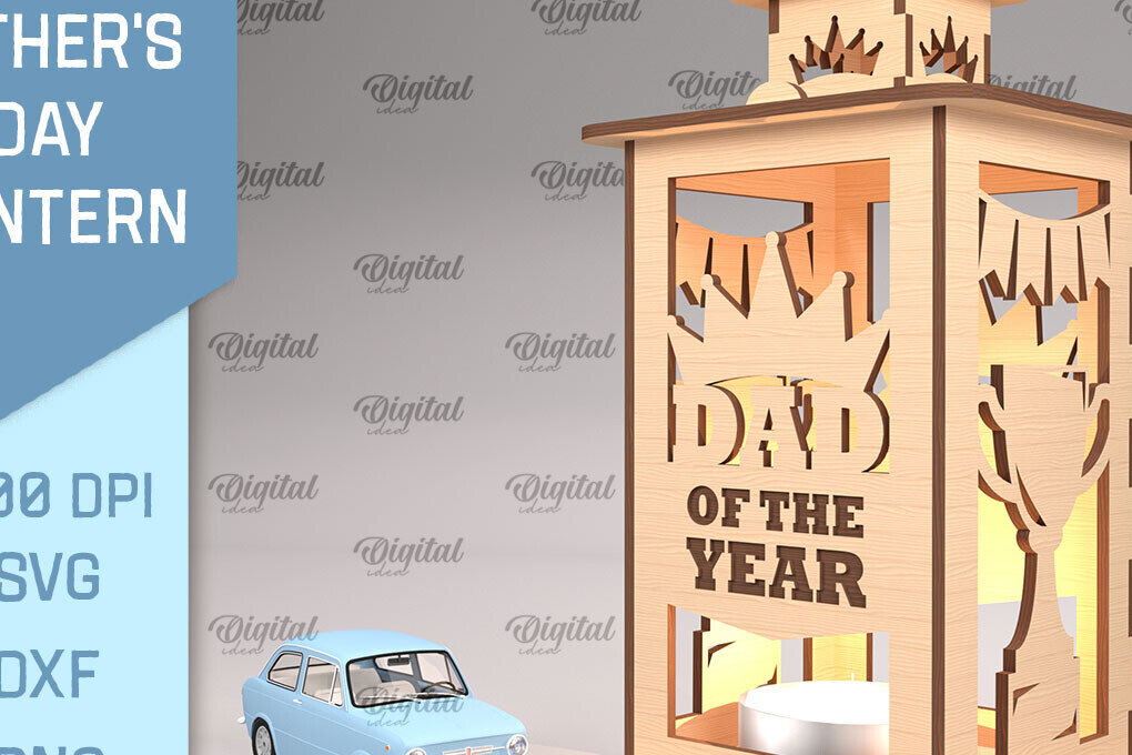 Intra απο ξύλο plywood 3mm-4mm πάχος - Φανάρι για την Ημέρα του Πατέρα  Cut Laser Δίασταση 30x20 cm INTRAFABR-93638609