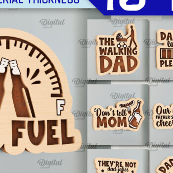 Intra απο ξύλο plywood 3mm-4mm πάχος - Πακέτο κοπής με λέιζερ μαγνήτες για την ημέρα του πατέρα Δίασταση 30x20 cm INTRAFABR-97655926 - Image 1