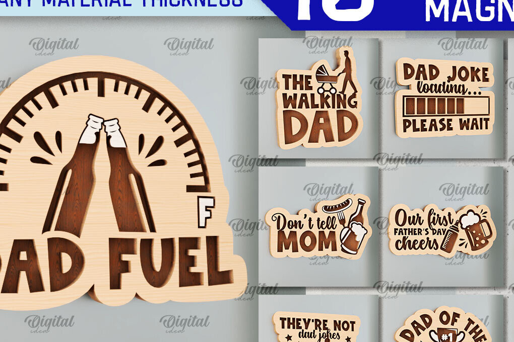 Intra απο ξύλο plywood 3mm-4mm πάχος - Πακέτο κοπής με λέιζερ μαγνήτες για την ημέρα του πατέρα Δίασταση 30x20 cm INTRAFABR-97655926