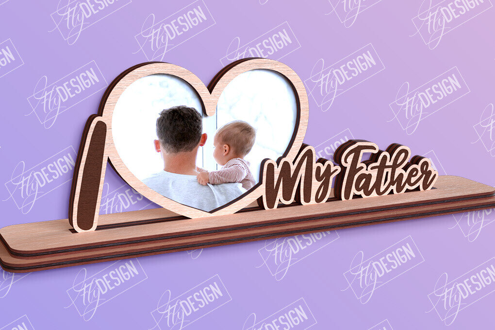 Intra απο ξύλο plywood 3mm-4mm πάχος - Κορνίζα για την Ημέρα του Πατέρα | Δώρο παππού Δίασταση 20x25 cm INTRAFABR-96212528