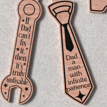 Intra απο ξύλο plywood 3mm-4mm πάχος - Πακέτο  μπρελόκ για τη γιορτή του πατέρα Δίασταση 4x4 cm INTRAFABR-121572804 - Image 2