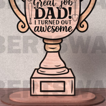 Intra απο ξύλο plywood 3mm-4mm πάχος - Πακέτο κοπής με λέιζερ Trophy για την Ημέρα του Πατέρα Δίασταση 20x20 cm INTRAFABR-122192254 - Image 3