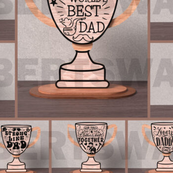 Intra απο ξύλο plywood 3mm-4mm πάχος - Πακέτο κοπής με λέιζερ Trophy για την Ημέρα του Πατέρα Δίασταση 20x20 cm INTRAFABR-122113477 - Image 1