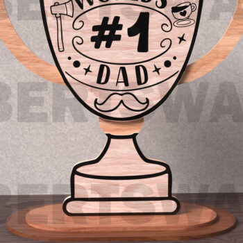 Intra απο ξύλο plywood 3mm-4mm πάχος - Πακέτο κοπής με λέιζερ Trophy για την Ημέρα του Πατέρα Δίασταση 20x20 cm INTRAFABR-122113477 - Image 2