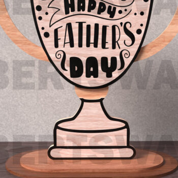 Intra απο ξύλο plywood 3mm-4mm πάχος - Πακέτο κοπής με λέιζερ Trophy για την Ημέρα του Πατέρα Δίασταση 20x20 cm INTRAFABR-122113477 - Image 4