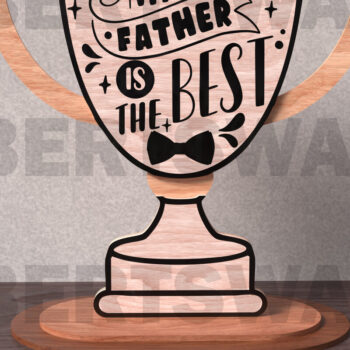 Intra απο ξύλο plywood 3mm-4mm πάχος - Πακέτο κοπής με λέιζερ Trophy για την Ημέρα του Πατέρα Δίασταση 20x20 cm INTRAFABR-122113477 - Image 5