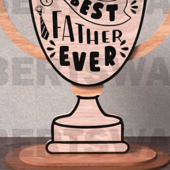 Intra απο ξύλο plywood 3mm-4mm πάχος - Πακέτο κοπής με λέιζερ Trophy για την Ημέρα του Πατέρα Δίασταση 20x20 cm INTRAFABR-122113477 - Image 6