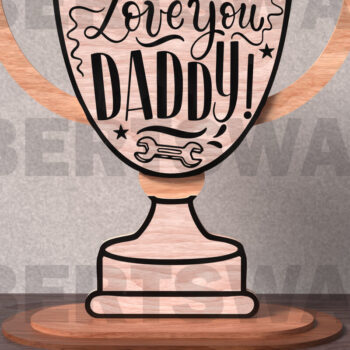 Intra απο ξύλο plywood 3mm-4mm πάχος - Πακέτο κοπής με λέιζερ Trophy για την Ημέρα του Πατέρα Δίασταση 20x20 cm INTRAFABR-122113477 - Image 9