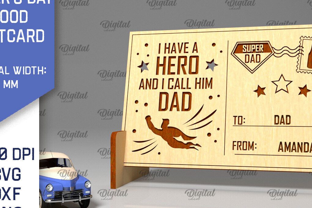 Intra απο ξύλο plywood 3mm-4mm πάχος - Κόψιμο με λέιζερ Ξύλινη Καρτ ποστάλ για την Ημέρα του Πατέρα Δίασταση 30x20 cm INTRAFABR-97081276