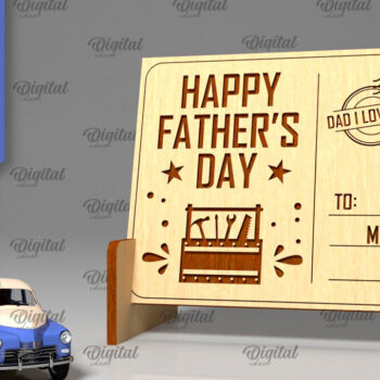 Intra απο ξύλο plywood 3mm-4mm πάχος - Κόψιμο με λέιζερ Ξύλινη Καρτ ποστάλ για την Ημέρα του Πατέρα Δίασταση 30x20 cm INTRAFABR-97081463 - Image 1