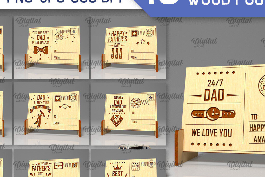 Intra απο ξύλο plywood 3mm-4mm πάχος - Πακέτο λέιζερ με ξύλινες καρτ ποστάλ για την ημέρα του πατέρα Δίασταση 30x20 cm INTRAFABR-97083401