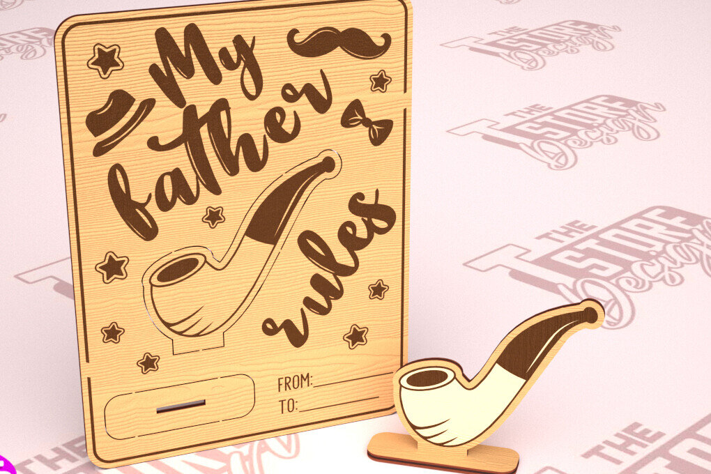 Intra απο ξύλο plywood 3mm-4mm πάχος - Ξύλινη κάρτα για τη γιορτή του πατέρα | Ευχετήρια κάρτα Δίασταση 10x15 cm INTRAFABR-97722525