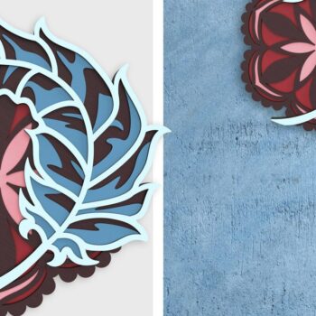 Intra απο ξύλο plywood 3mm-4mm πάχος - Φτερό και Μάνταλα 3D Layered Art Δίασταση 30x30 cm INTRAFABR-38445527 - Image 1