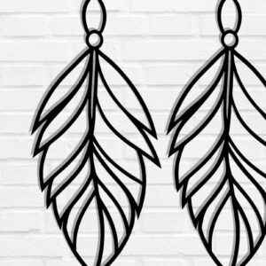 Intra απο ξύλο plywood 3mm-4mm πάχος - Σκουλαρίκι με πούπουλα Μεταλλική τέχνη τοίχου με λέιζερ Δίασταση 3x3 cm INTRAFABR-117533650