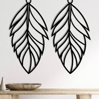 Intra απο ξύλο plywood 3mm-4mm πάχος - Σκουλαρίκι με πούπουλα Μεταλλική τέχνη τοίχου με λέιζερ Δίασταση 3x3 cm INTRAFABR-117533650 - Image 2