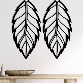 Intra απο ξύλο plywood 3mm-4mm πάχος - Σκουλαρίκι με πούπουλα Μεταλλική τέχνη τοίχου με λέιζερ Δίασταση 3x3 cm INTRAFABR-117534098 - Image 2